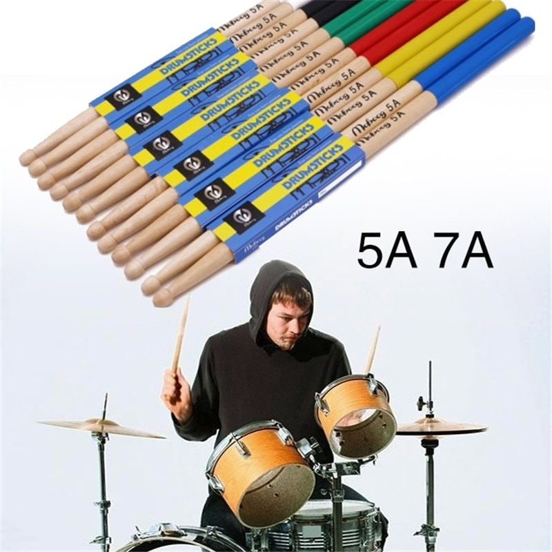 2 Pcs Drumstick 5a/7a Drumstokken Anti-Slip Hard Professionele Houten Drumstokken Muziekinstrument Muziek Band accessoires
