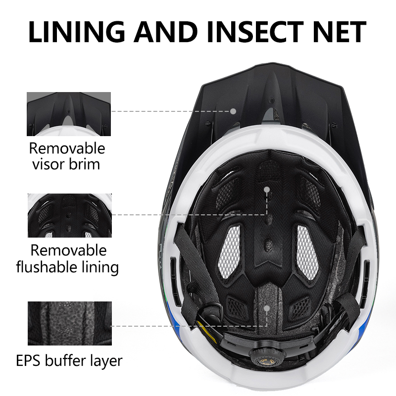 Helhjelm for sykkel, avtakbar mtb-hjelm for terrengsykkel, voksen racing, motorsykkelkjøring, sikkerhetshjelm, hodebeskyttelse