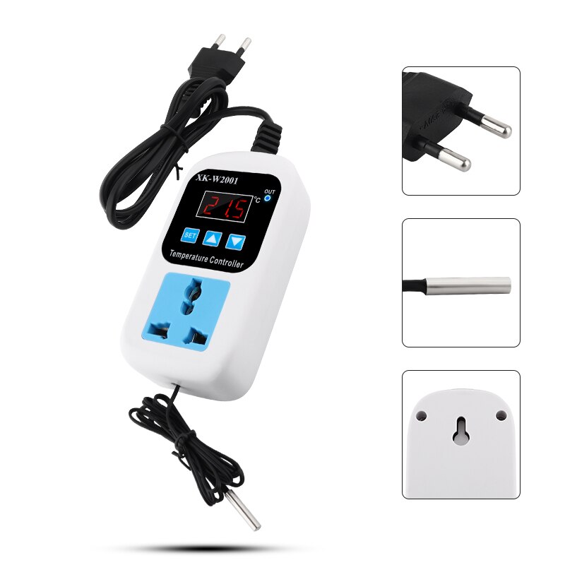 EU Thermostat Digital Temperature Controller LED Thermometer Microcomputer Delay start With Probe 110-220V 1500W For Beer Brew
