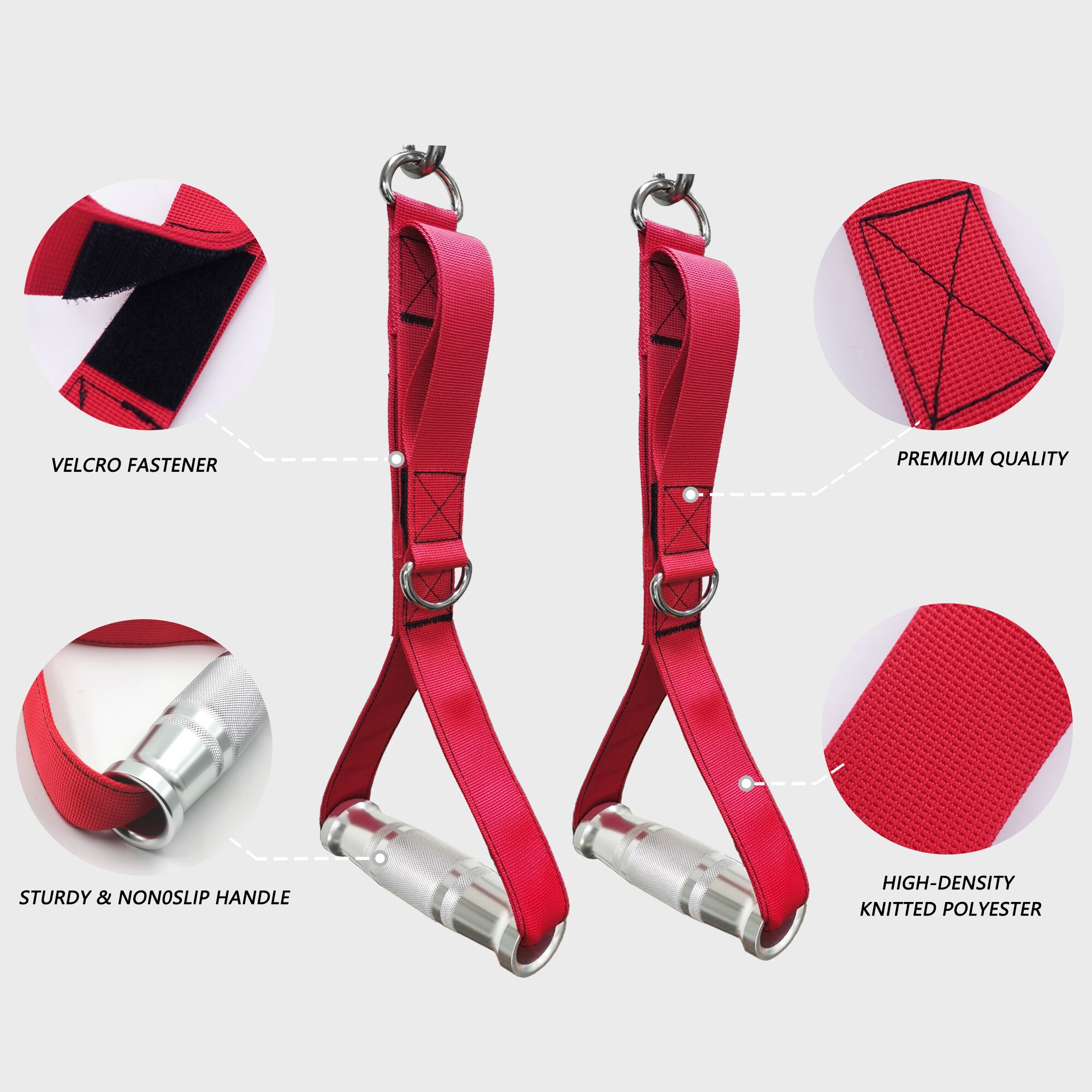 Multifunction Cable Machine Metal Gym Handle Strap Heavy Duty Tricep Press Pulldown Resistance Band Training Workout Attachment