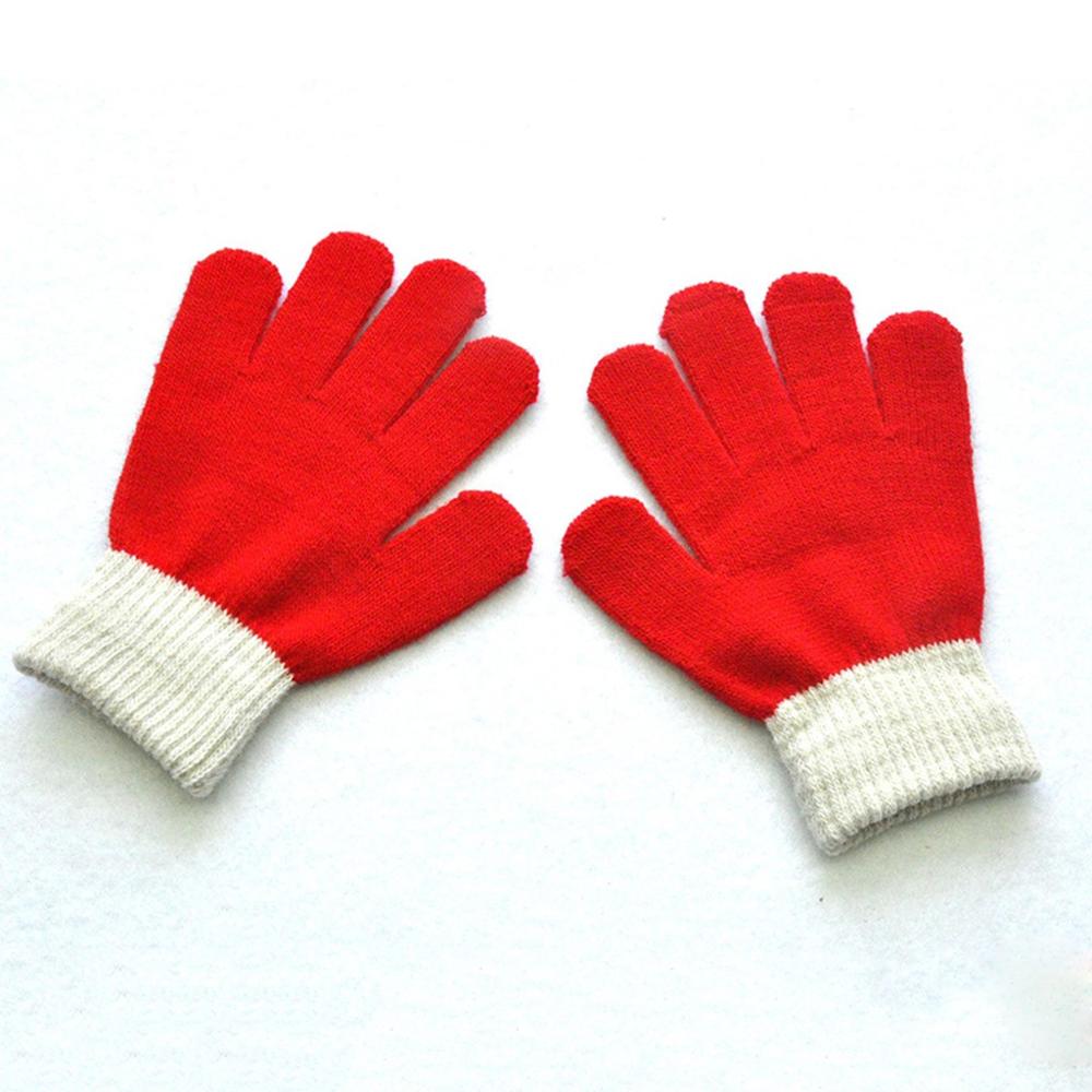 Kinder Kinder Magie Herbst Winter Warme Handschuhe Baby Colorblock Volle Finger Warme Gestrickte Handschuhe Mit Neue: Rot