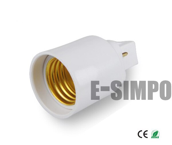 8 stuks 2- pins cfl  g24 to e27 lampvoetadapter  g24d naar  e26 adapter 2p 21.8mm g24 to e26/e27 lampvoetconverter ce, rohs,
