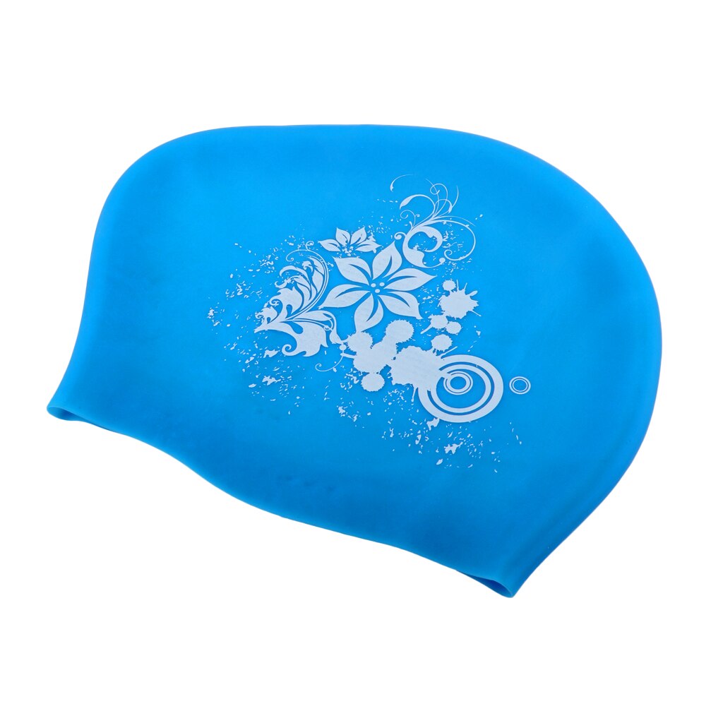 100% Silicone for Long Hair Women Watertight Swimming Caps Ladies Diving Hood Hat: Sky Blue