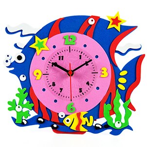 Learn Time Clock Early Education Toys Baby Model Teaching Baby Born Intelligence Toys DIY assembling: fish