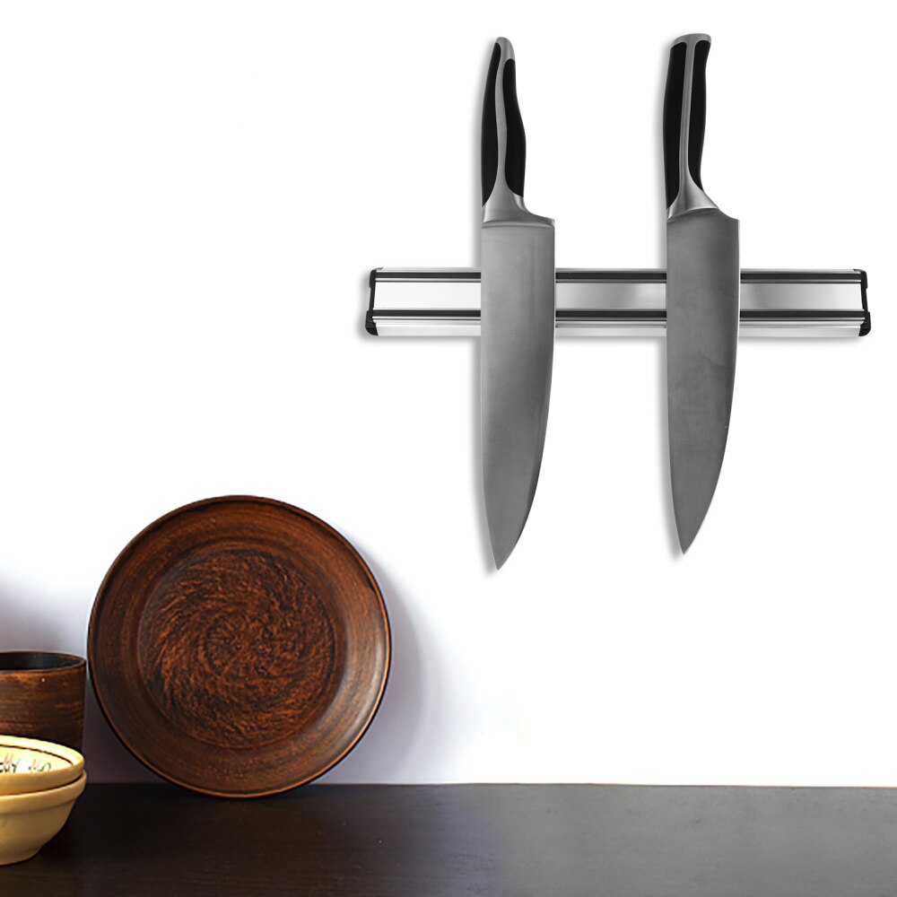 1pc Hanging Aluminum Magnetic Wall Mount Metal Rack Knives Holder Knives Stand Knives Rack for Kitchen Factory