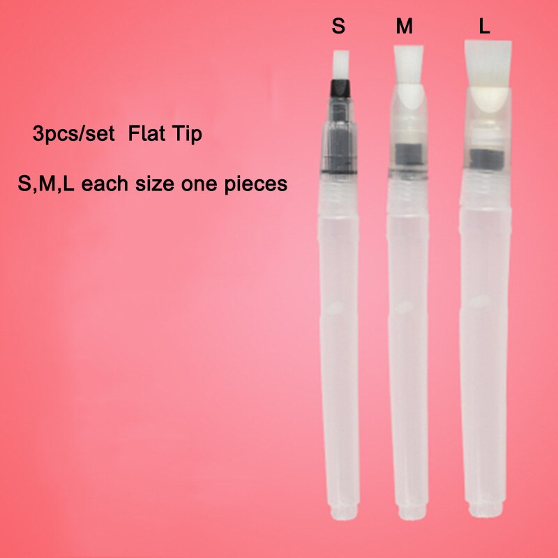 6 size Watercolor Brush Pen Fountain Pen Set Calligraphy Brush Pen Art Craft Supplies Office School Painting Writing Tools: 3pcs Flat Tip Set
