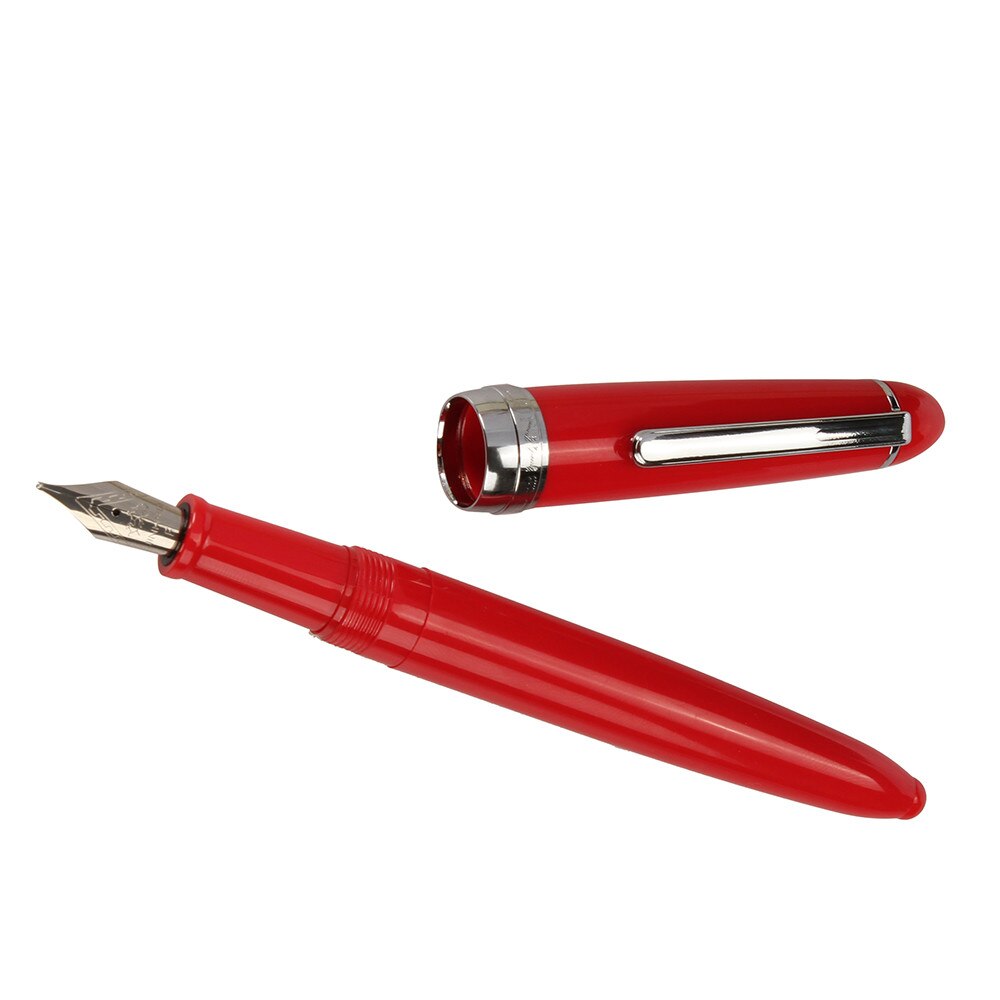 Jinhao 992 etal 0.5mm Fine plume Iridium Point rouge noir bleu foncé stylos avec une pochette en velours fournitures de bureau 1 pc/lot: Red 