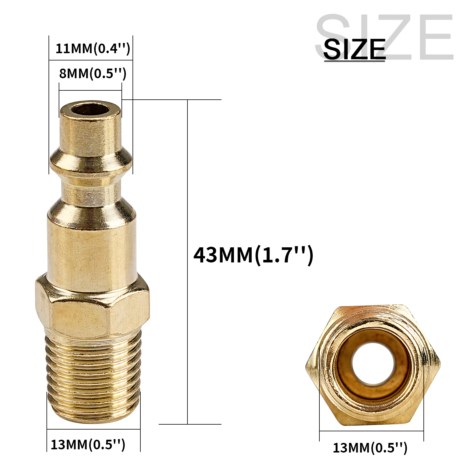 Solid Brass 1/4" NPT Quick Coupler Air Line Hose Compressor Fittings Connector Tool Fittings Air Compressor Coupler Plug 2-10Pcs: Transparent