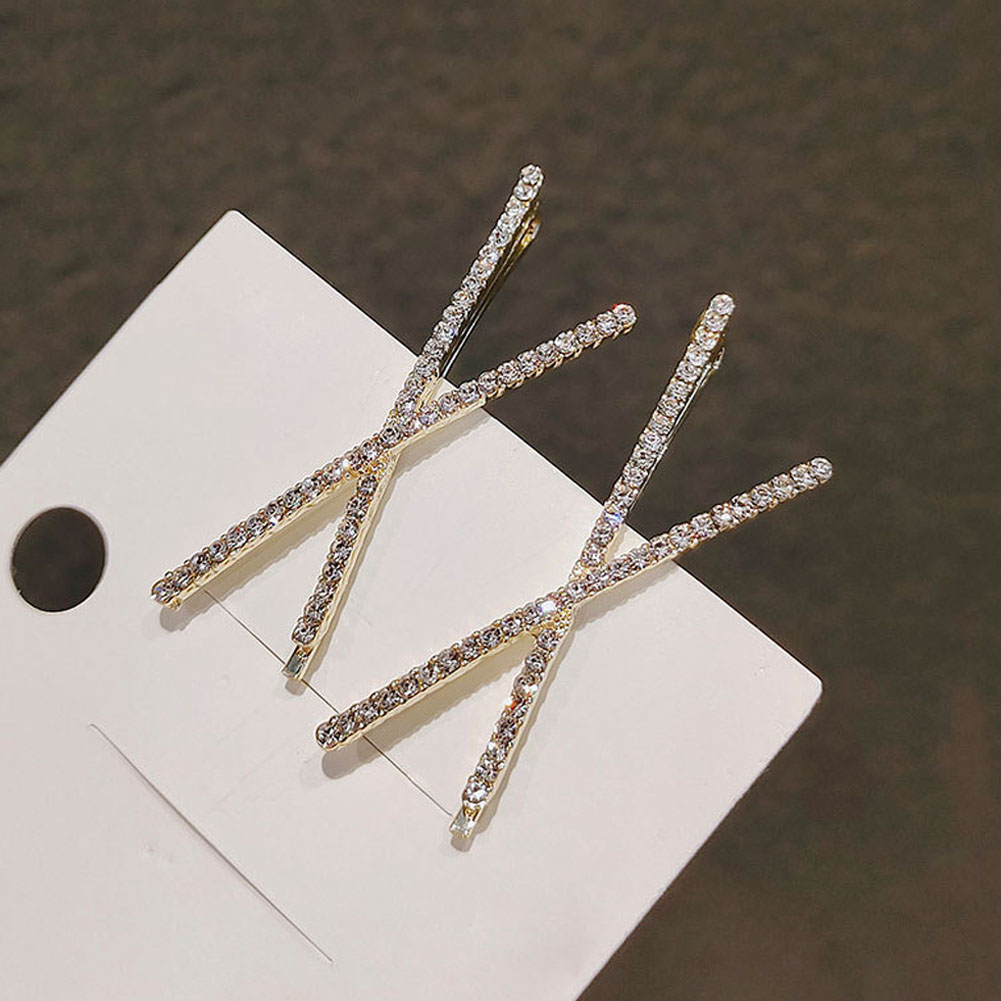 Horquillas cruzadas de cristal con diamantes de imitación para niña, pinzas para el pelo, pasadores, Clip lateral Simple, accesorios para el cabello, 1 ud.