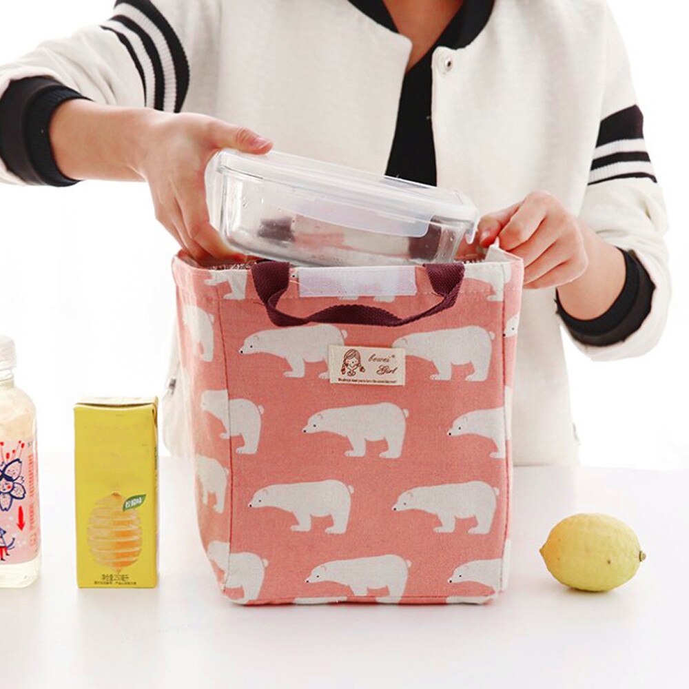 Cartoon Leinwand Mittagessen Taschen Thermische Isolierte Lunch Box Tasche Kühltasche Pouch Mittagessen Container Tragbare Lebensmittel Taschen # L5