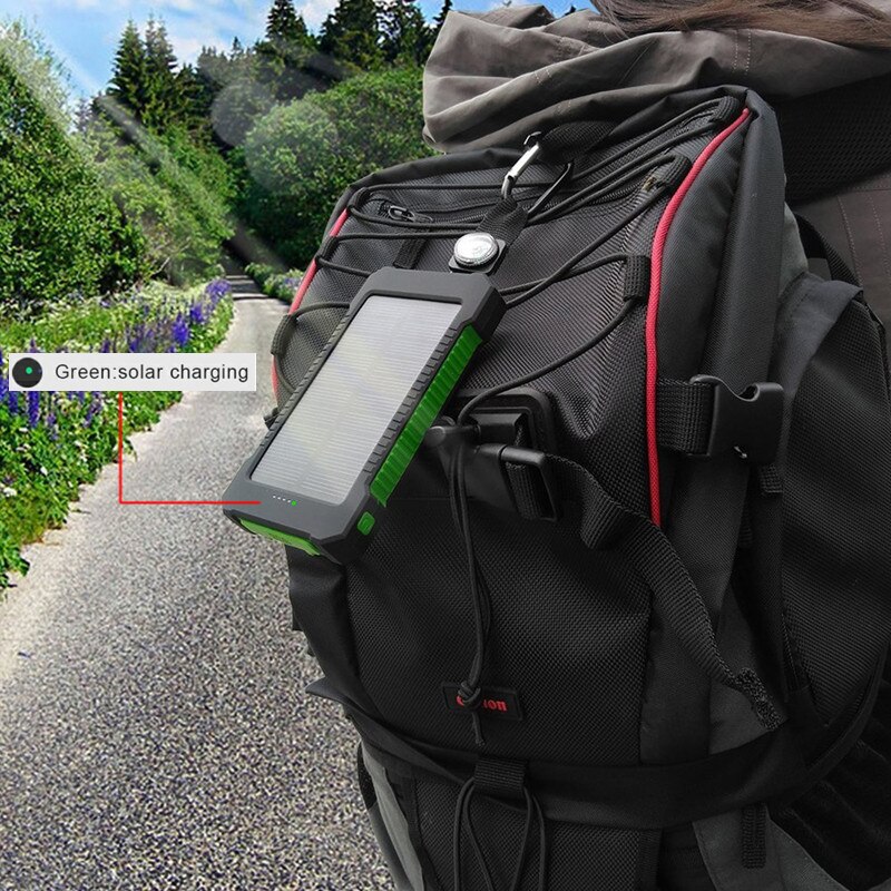 Solar Power Bank Waterproof 30000mAh Solar Charger USB Ports External Charger Powerbank for Xiaomi 5S Smartphone with LED Light