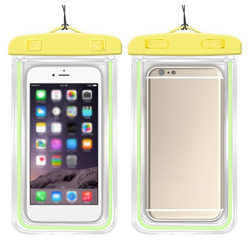 ¡Producto en oferta! Funda de teléfono móvil impermeable fluorescente de TPU de , bolsa transparente sellada de PVC, funda de teléfono SUMERGIBLE