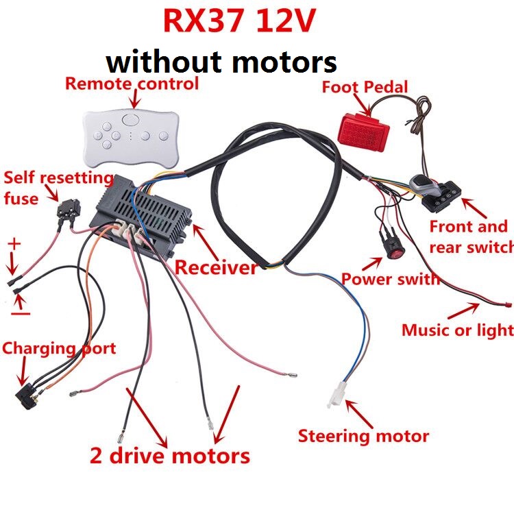 2025 complete sets of  rx74- 24 v /rx37 12 v children's electric cars, diy accessories, wires, receiver, remote control, toy, dual drive