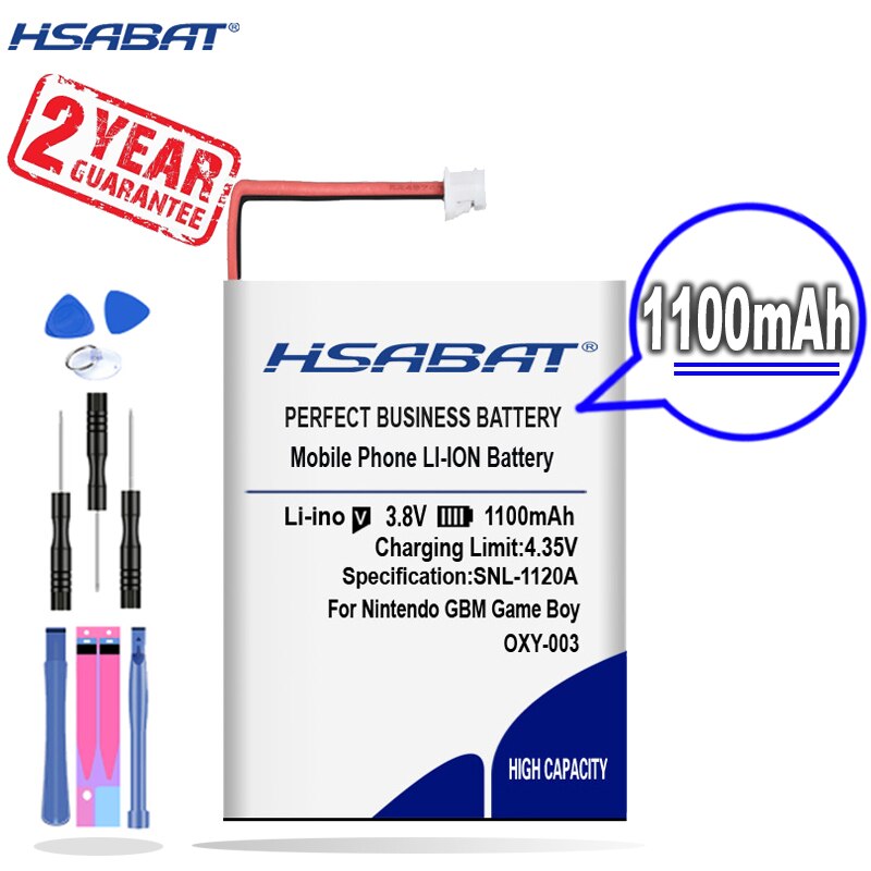 HSABAT-Batería de repuesto de 1100mAh para Nintendo GBM Game Boy, Micro OXY-003, novedad