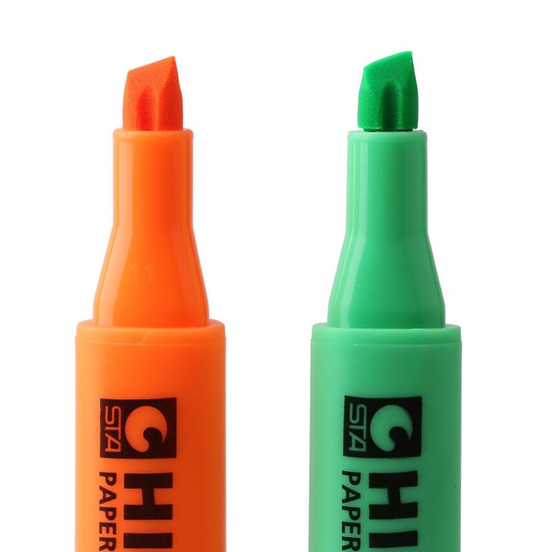 Sta fluorescerende overstregningspenn strålende farve behagelig trekantet tønde markør til papir kopi fax kontor skole  a6220