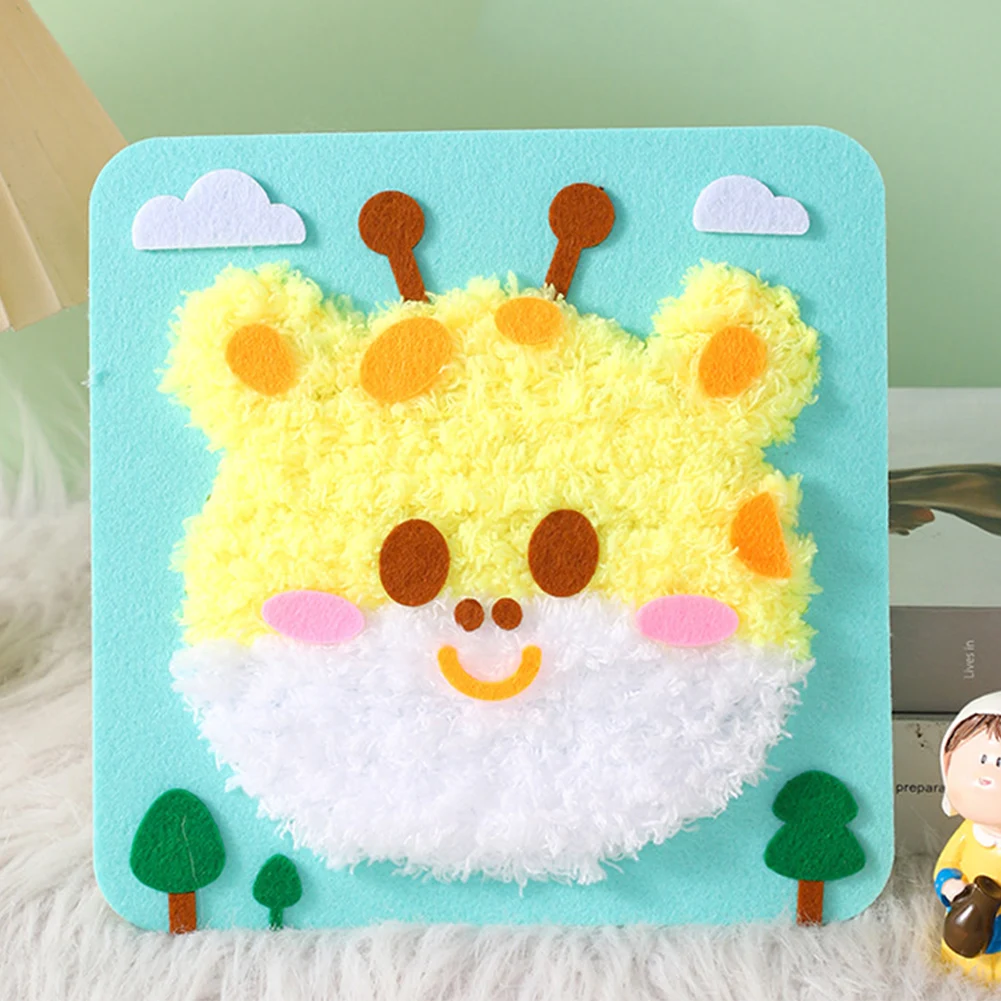 Handmade Wool Embroidery Children's Handmade Plush Sewing Board DIY Sewing Plush Animals Educational Craft Kit: army green