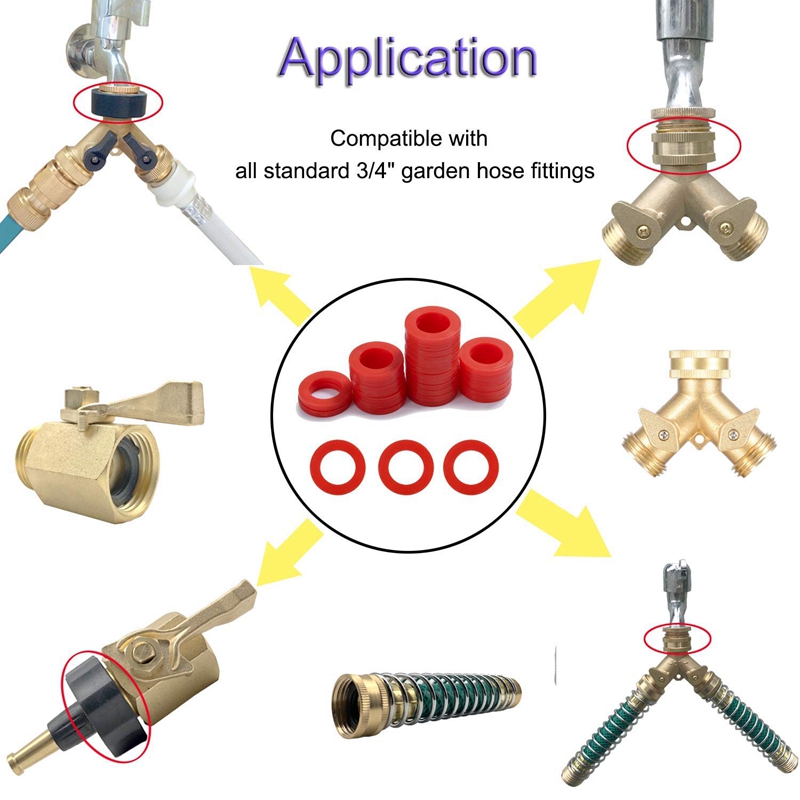 Wąż ogrodowa silikonowa uszczelka podkładki, 90 sztuk czerwone o-ringi silikonowa uszczelka podkładki Combo Pakiet dla 3/4 Cal wąż ogrodowy i Wate