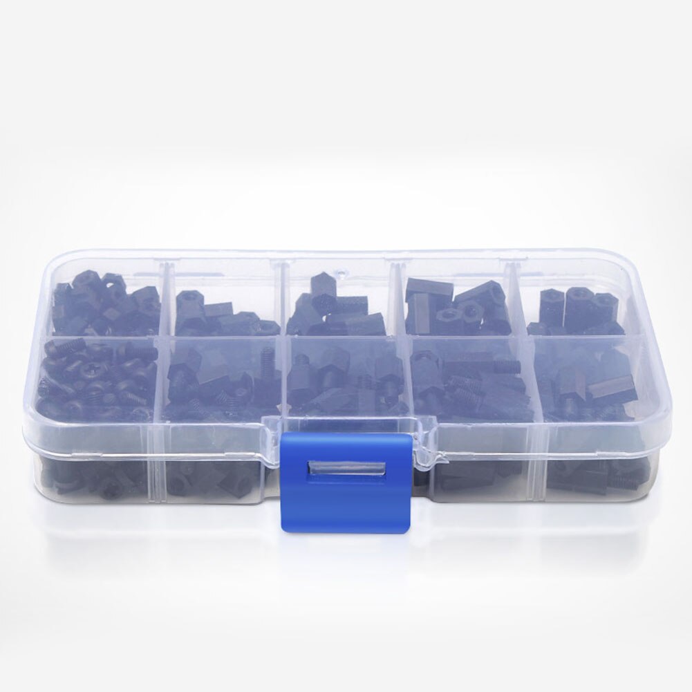 Black Nylon PCB Standoff Spacer Hex Screw Nut Assortment Kit Box Sets