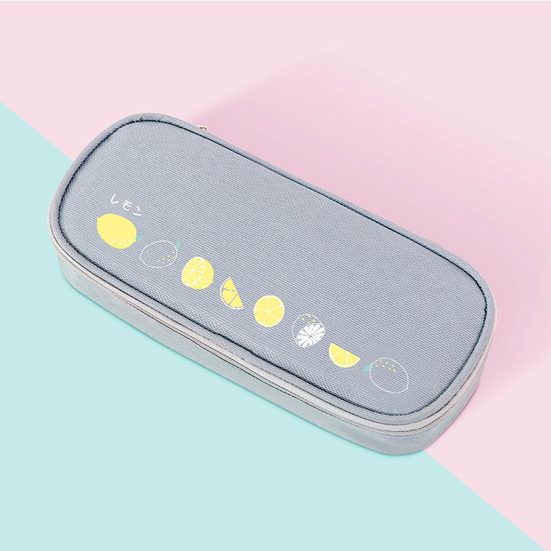 pencil case large capacity pencil case fruit pencil box multifunctional stationery box school stationery estuche escola: gray