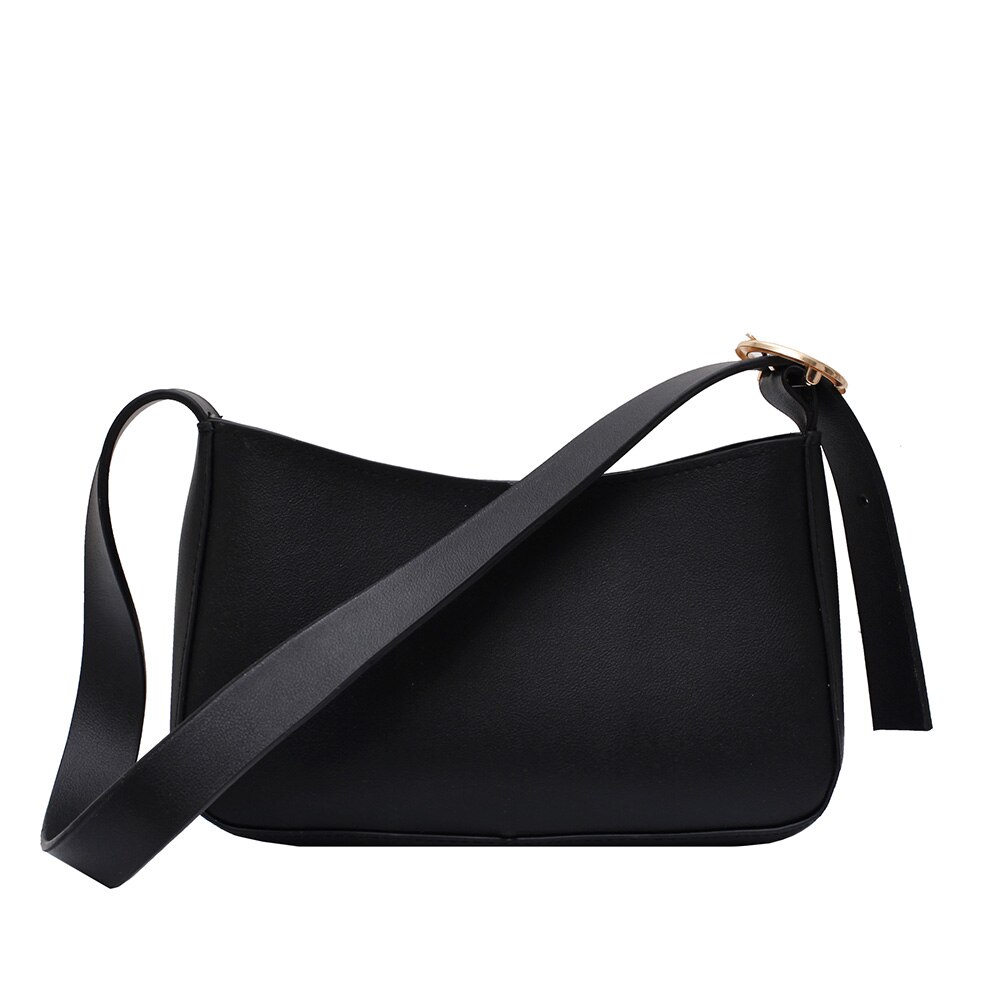 Bolso bandolera Casual de piel sintética para mujer, bolsos de hombro mensajero con cadena para mujer, bolso de mano pequeño , bolso de para damas: Black