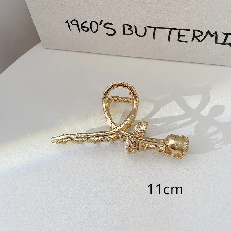 Simple Cross Women Claw Clips Metal Gold Silver Large Medium Shark Crab Clamps Hairgrip for Thick Thin Hair Accessories: Champagne