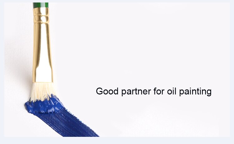 6pcs Green Long pole Handle Art Paint Brush Brush Set With oval shape pig Bristles Hair handmade pen oil brush acrylic paint art