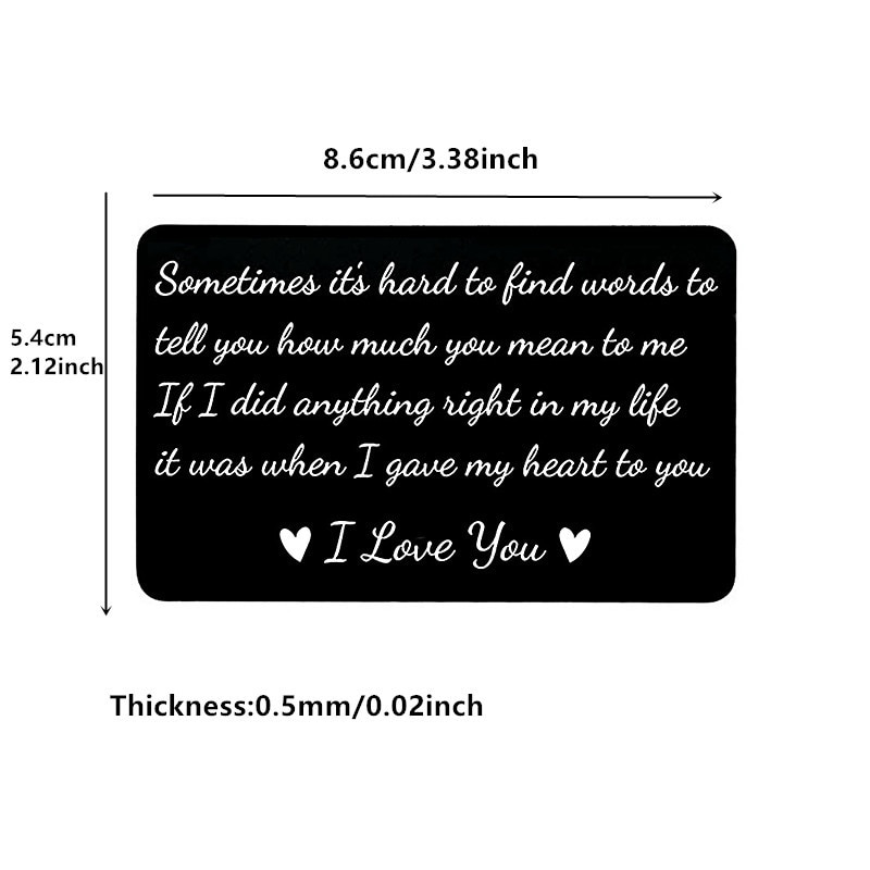 Love Note Boyfriend Engraved Wallet Cards Inserts Anniversary Party Favors Valentines for Husband Men Year