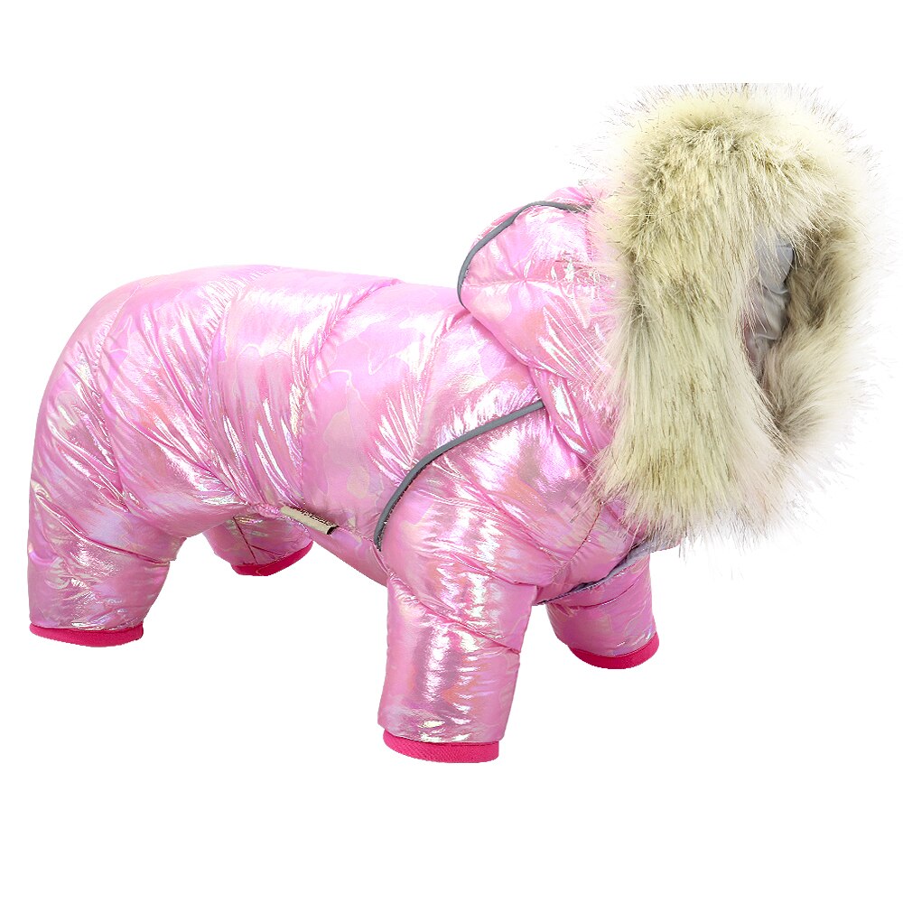 Dikke warme kleding voor honden, reflecterende hondenkleding, winterjas, warme kleding voor kleine en middelgrote honden, chihuahua, bulldog: Roze / 12