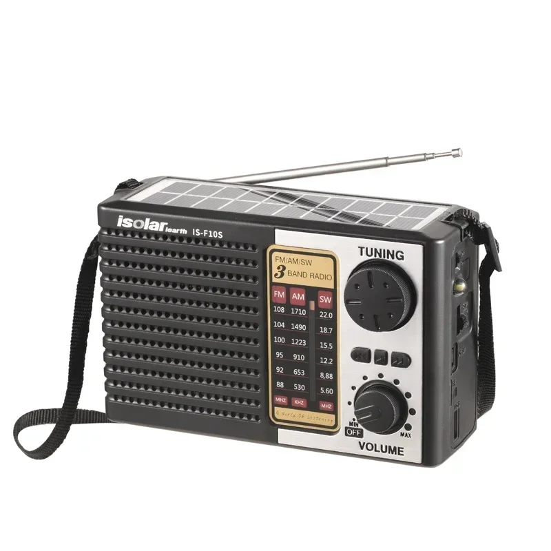 Multifunctional Radio Solar Battery Powered AM FM SW Radio Portable Radio with Bluetooth Speaker IS-F10BTS Fm Radio: Default Title