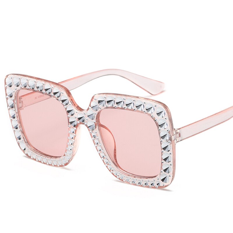 Firkantede vandre solbriller kvinder italien mærke diamant solbriller damer vintage overdimensionerede kvindelige beskyttelsesbriller  uv400: 12-jh15982-c5
