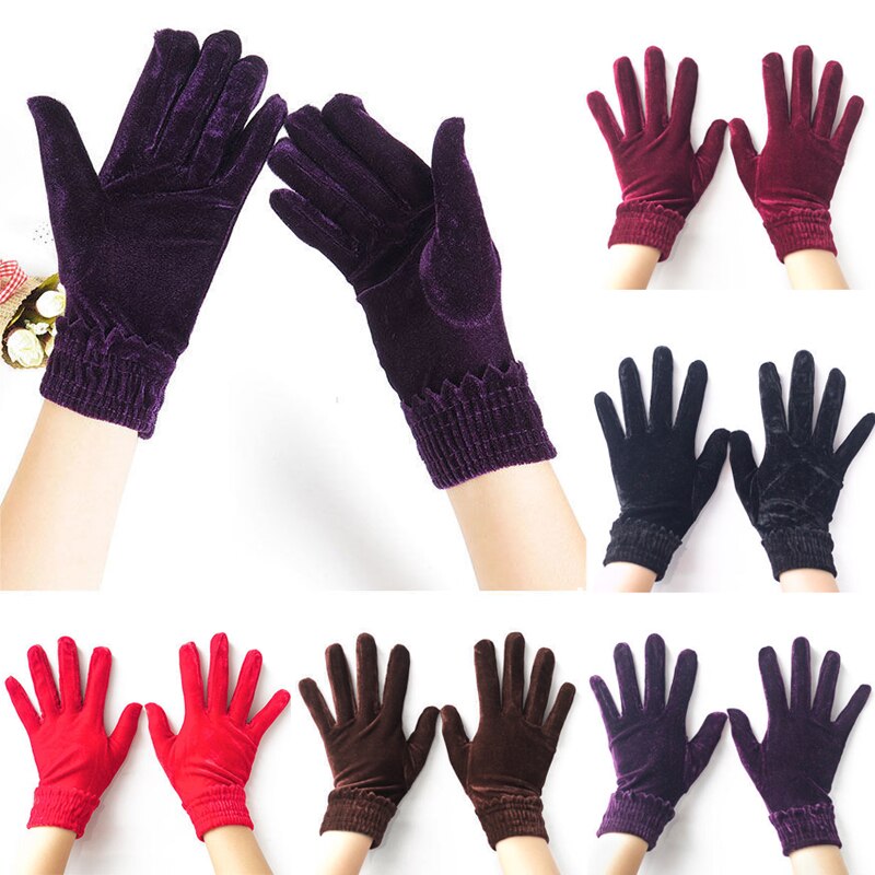 Guantes elásticos de terciopelo dorado para mujer, manoplas cortas finas a la , elegantes, para , banquete, Invierno