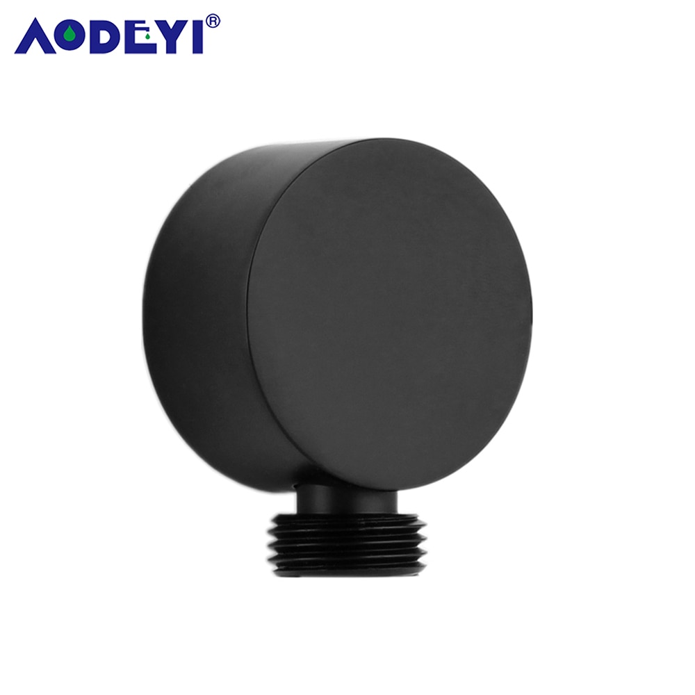 Shower Head Connector Bathroom Accessories Brass Body Bracket Black Wall Mounted Shower Hose Connector support Arm Brushed gold: Black