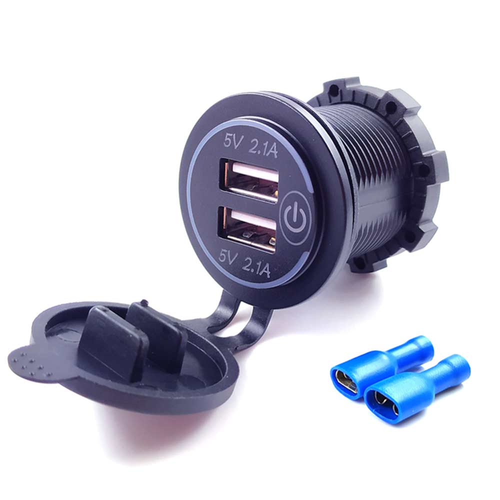 Universele 12 V-24 V Motorfiets Auto Boot Sigarettenaansteker Dual USB Charger Power Adapter Socket Outlet Plug Voor mobiele telefoon