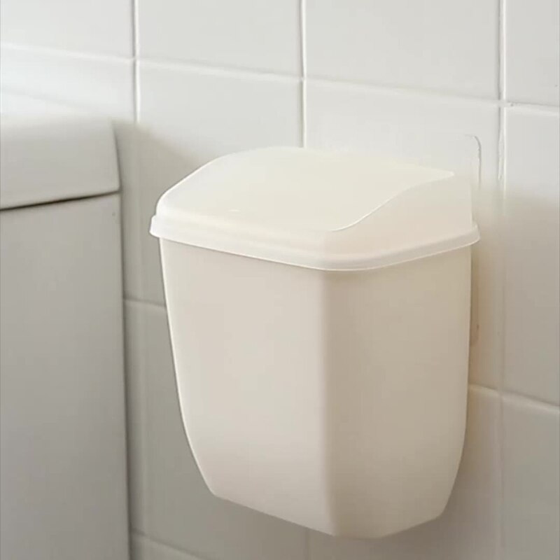 Wall Mounted Trash Can with Removable Lid Waste Paper Storage Organizer for Home Bedroom Bathroom Office Garbage Basket