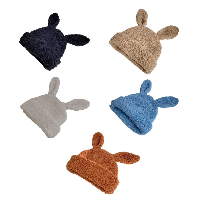 Cute Bunny Ears Hat Outdoor Lamb Wool Cap Fluffy Beanie Winter Warm Xmas for Wife Girlfriend Teens Sisters Lover