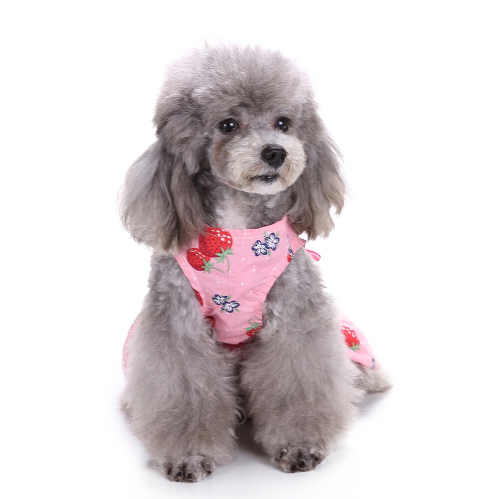 Søde jordbær mønster hundekjole hundetøj hyggelige ærmeløs hundeskjorte kjole kjole sundress prinsesse fest lille hund nederdel outfit