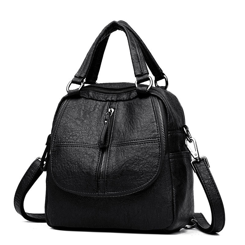 Multifunctionele Vrouwen Rugzak Vrouwelijke Lederen Rugzak Kleine Mochila Feminina School Rugzakken Voor Tienermeisjes Bag Sac A Dos: black