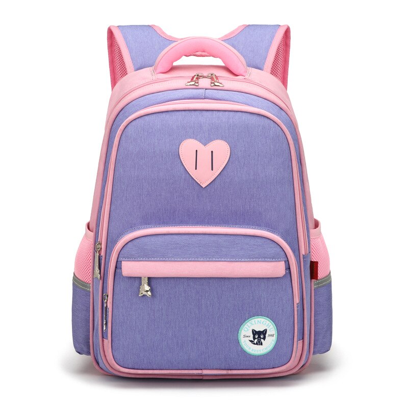 School Bags for Boy Girl Luxury Polyester Brand Children Backpack Unisex Student Book Bag Kids Primary Schoolbag: Purple