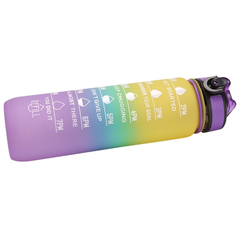 1000ML Tritan Fitness Sports Water Bottle with Time Marker&amp;Straw Large Wide Mouth Leakproof Durable