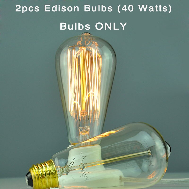 Wrought Iron Pendant Lamp Nordic Vintage Lighting with E27 Edison Russia Dining Retro Pendant Lighting Pub Cafe Bar Decoration: 2pcs Bulbs ONLY