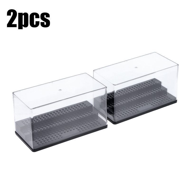 Vitrine 2/1 Stück Acryl-Minifiguren Stapelbare Staubdichte Baustein-Aufbewahrungsbox: WEISS