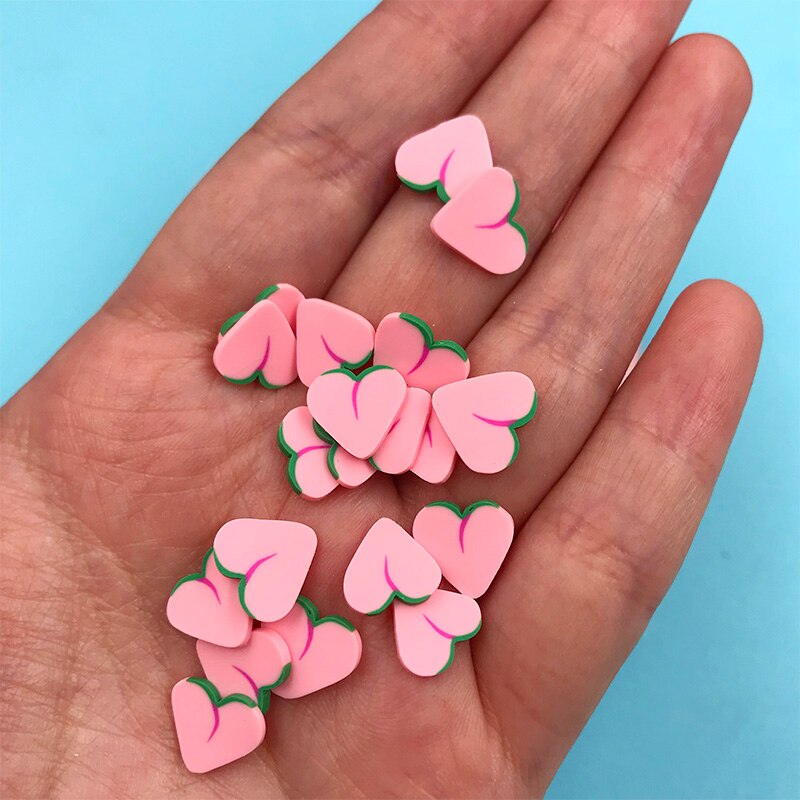 100g Clay Kawaii Peach Slice Polymer Clay Sprinkles for Crafts Phone Decoration Shaker Cards DIY Scrapbook Accessories 10mm