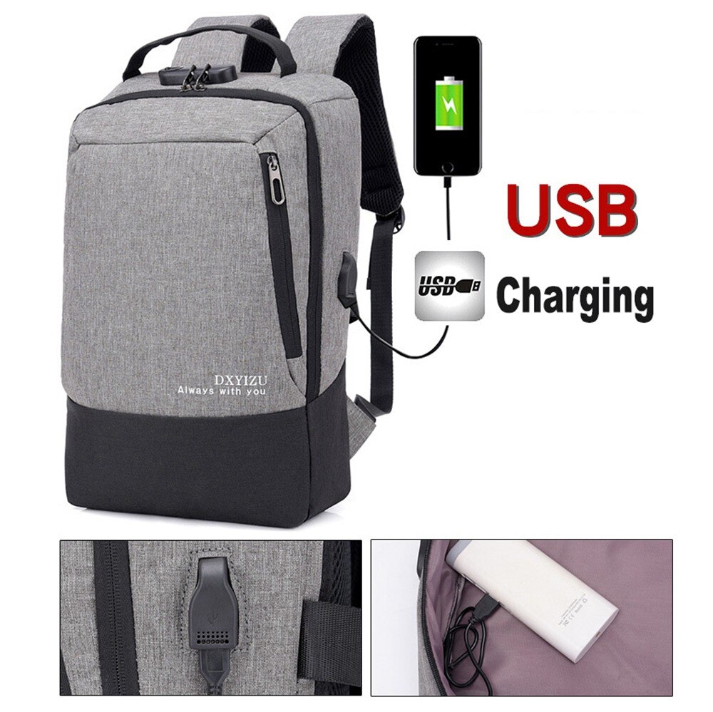 HeloFrn Anti Diefstal Mannen Rugzak USB Opladen Mannelijke Tas Tiener Mannen Bakcpck Voor Laptop Reizen Mochila Grijs Zwart