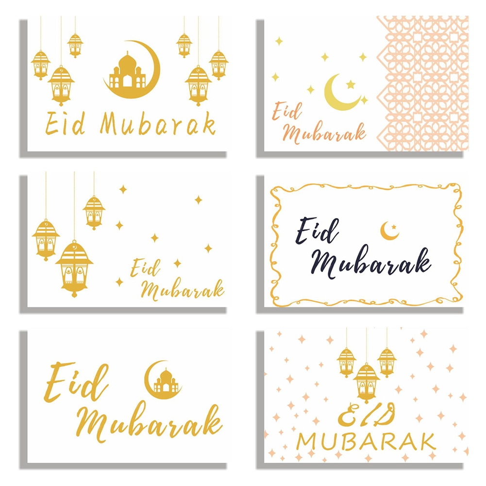 Ensemble de cartes de vœux pour l&#39;aïd al-fitr, carte postale d&#39;anniversaire, de fête, décor de Ramadan, du Ramadan, 6 pièces
