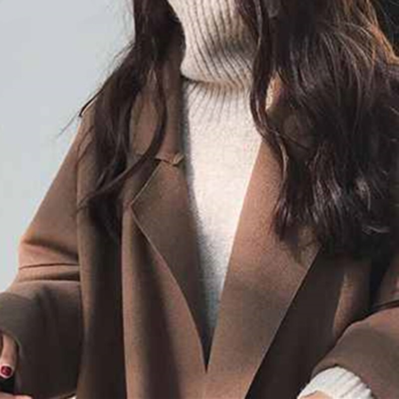Manteau Oversize femme automne femmes manteau de laine grande poche femme Camel manteau dames longue décontracté grande taille manteau noir