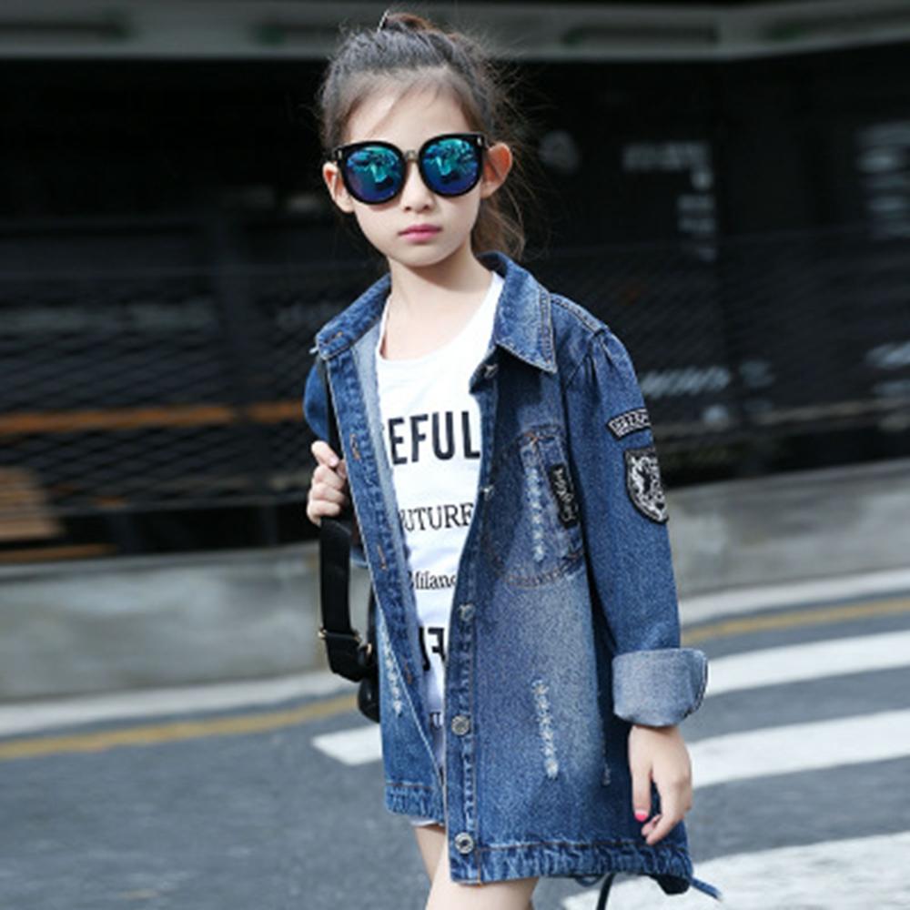 Veste d&#39;automne en jean pour fille, manteau long en denim, style cowboy, vêtements d&#39;extérieur à paillettes,