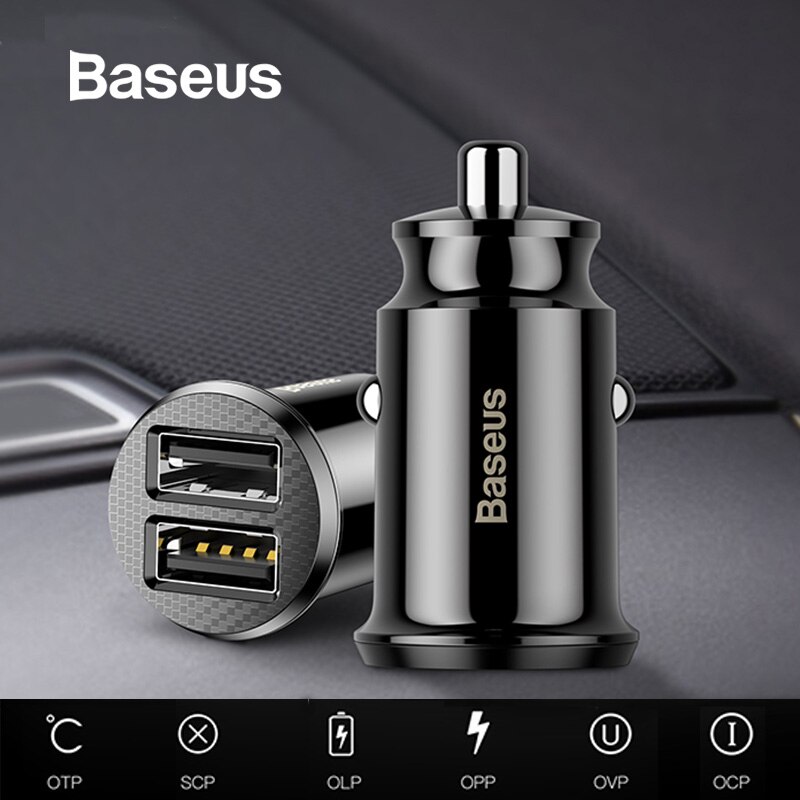 Baseus Mini Car Charger Voor Iphone X Samsung S10 Xiaomi Mi 9 3.1A Snelle Auto Opladen Usb Autolader Adapter mobiele Telefoon Oplader