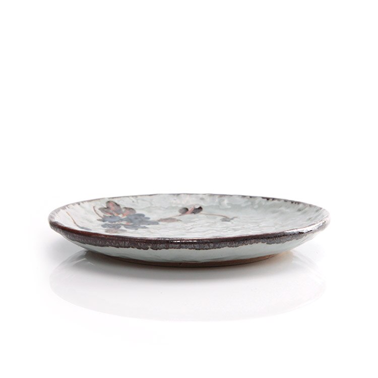 Japanse Stijl Keramische Plaat Hand Beschilderd Bloemmotief Spaghetti Omelet Plaat Schotel Thuis Vintage Servies Taart Ronde Schotel