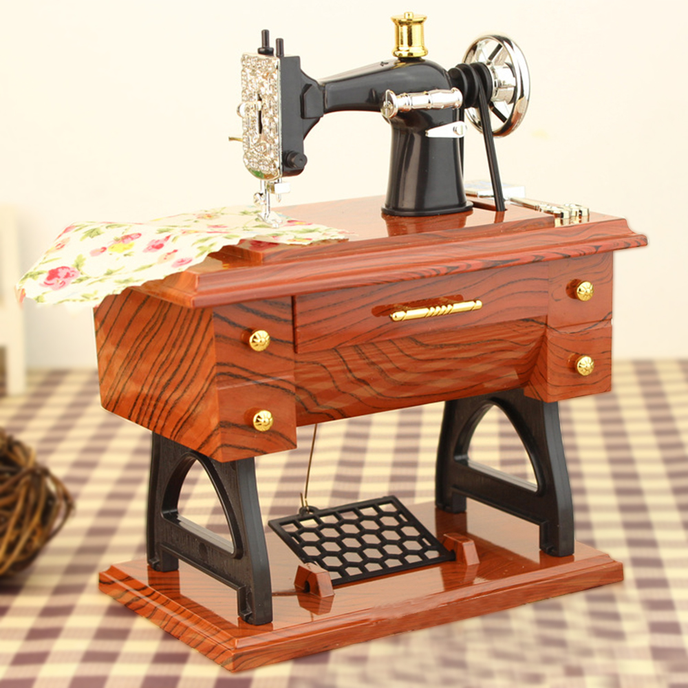 Jewelry Box Mini Sewing Machine Style Music Box Hand Crank Vintage Music Boxes Christmas Year Birthday