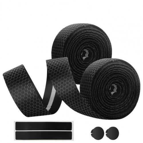 1 Set Bicycle Handlebar Tape Honeycomb Non-Slip Synthetic Sponge Bike Handle Bar Wrap for Outdoor Sports: black